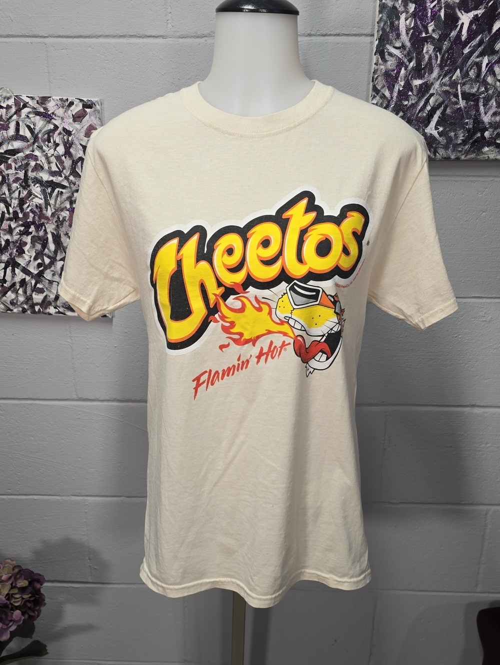 Fruit of the Loom Cheetos Flamin' Hot Graphic Tee - Cream, Yellow, Red, Black